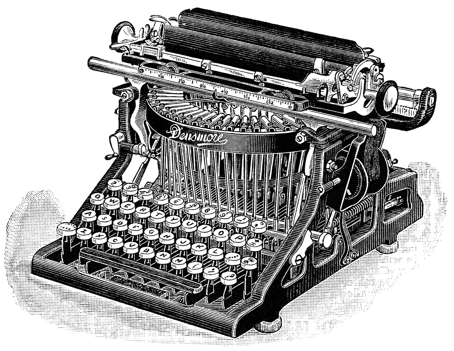 Densmore Typewriter   Free Vintage Clip Art   Old Design Shop Blog