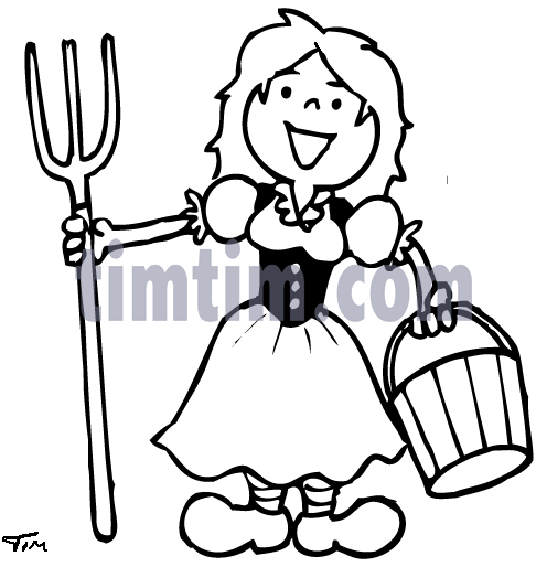Free Drawing Of Farm Girl Bw From The Category  Farm Animals   Ranch