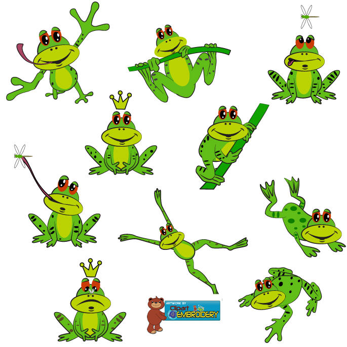 Frogs    5 00   Clipart For Embroidery Assorted High Quality Clipart
