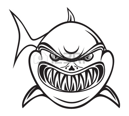 Grey Shark Fin Clip Art 15770211 Angry Shark Black And White Jpg