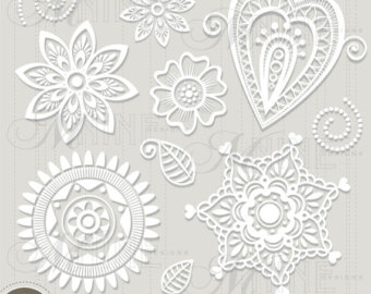 Lace Flowers Clip Art Instan T Download White Paper Lace Clipart