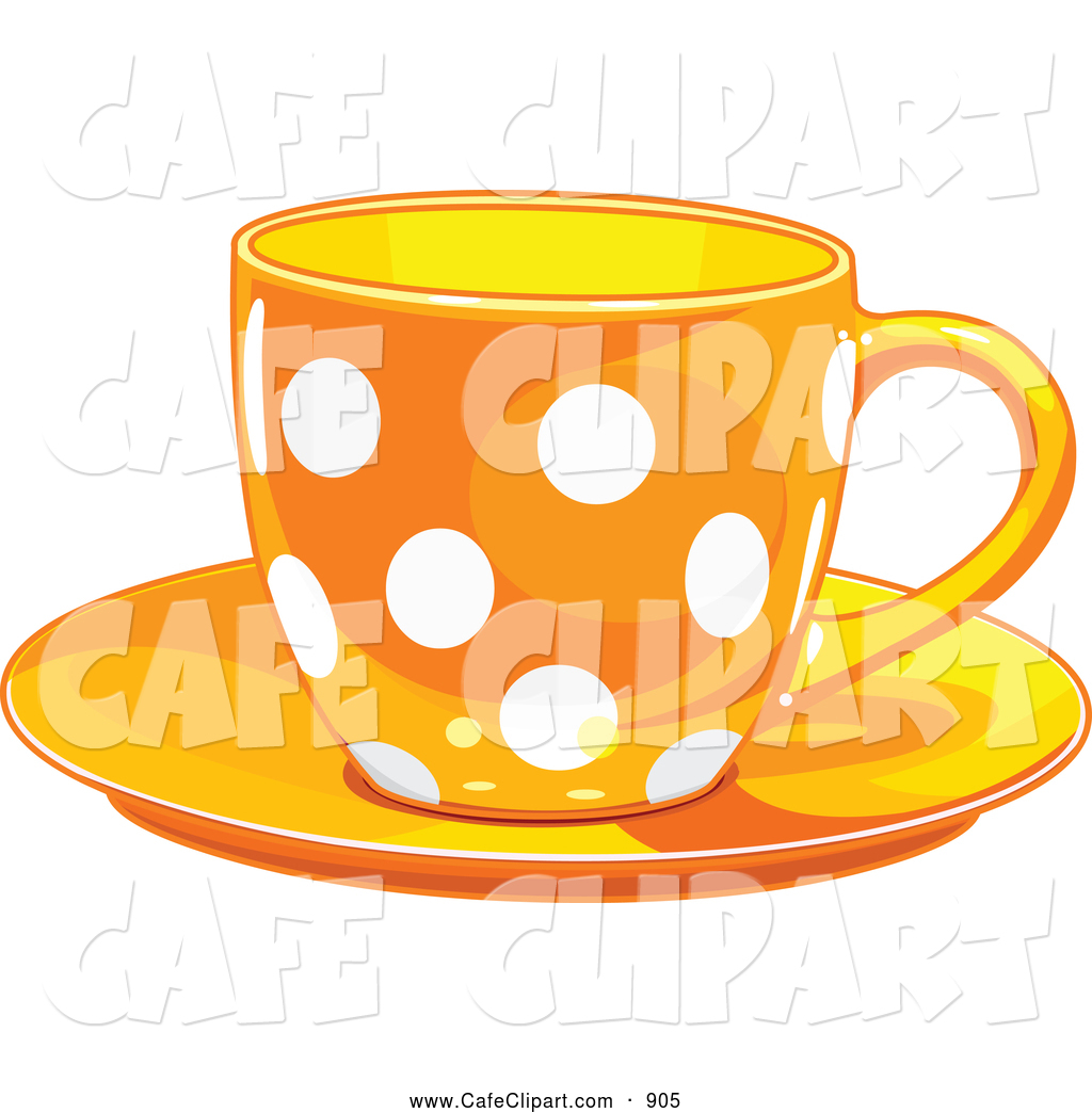 Orange Polka Dot Tea Or Coffee Cup On A Saucer Simple Green Polka Dot    