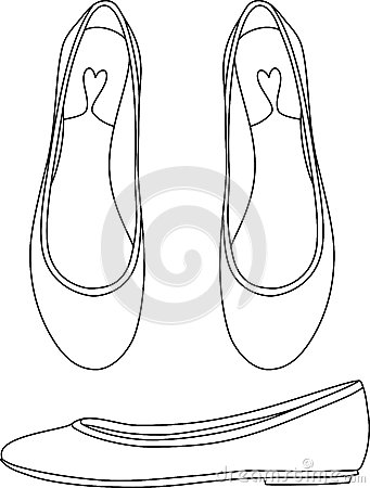 Outlined Flat Shoes  Simple Vector Illustration