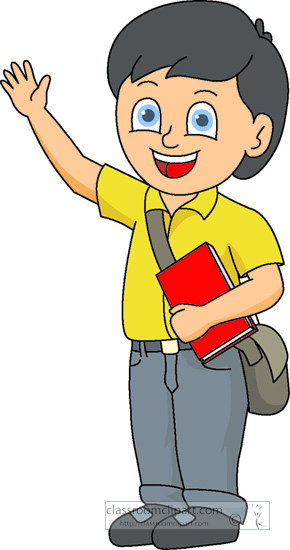 School   Boy With Book Bag And Book   Classroom Clipart