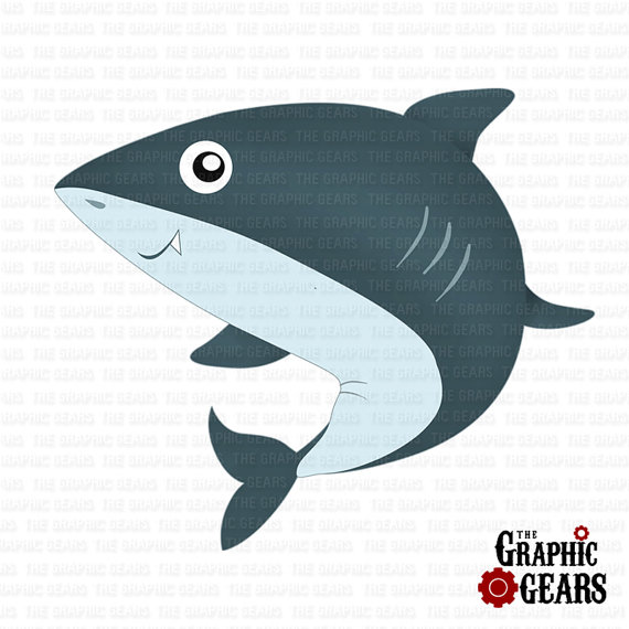 Shark Clip Art   Cute Gray Shark Clip Art  Personal Or Commercial Use
