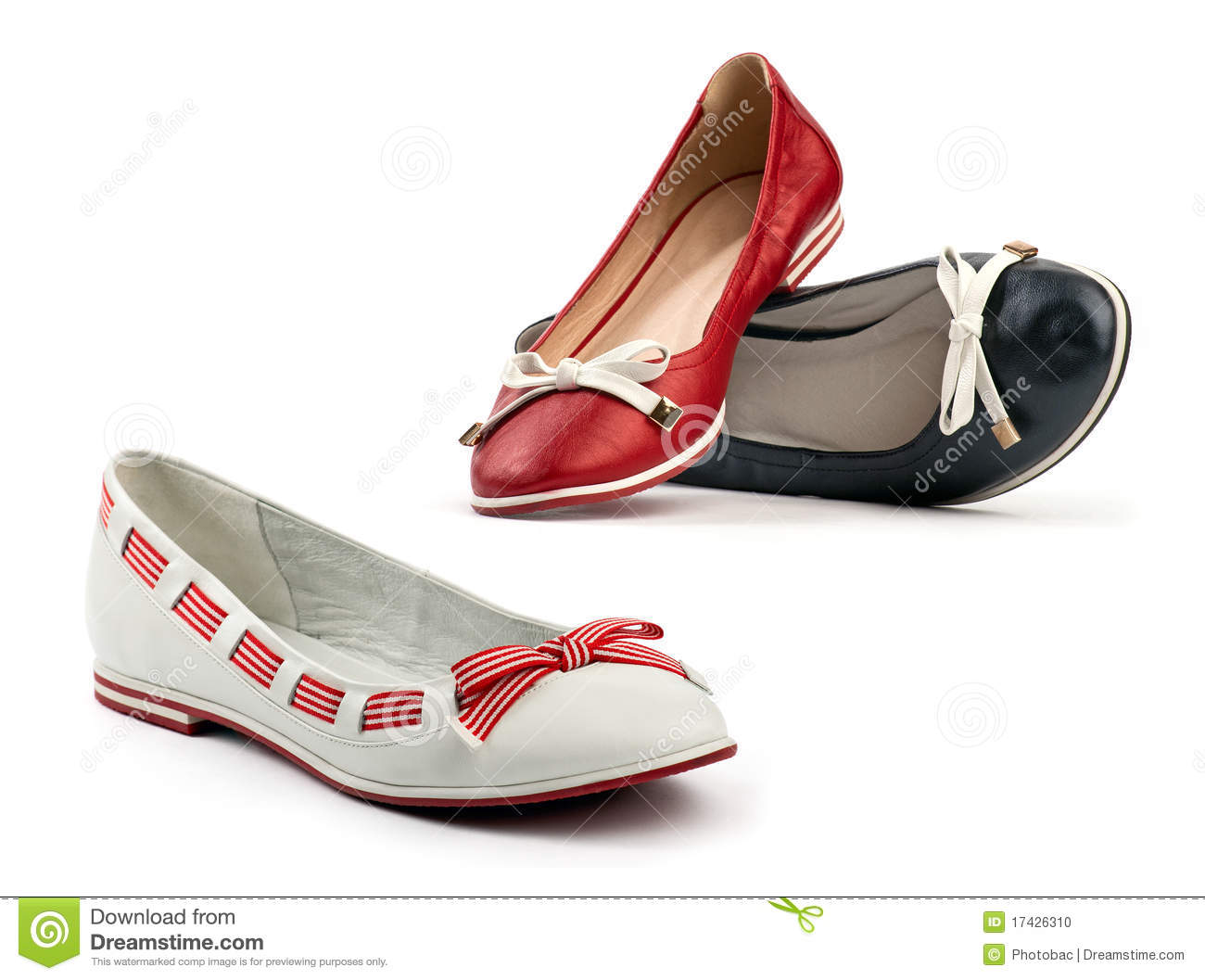 Three Female Flat Shoes Stock Photo   Image  17426310
