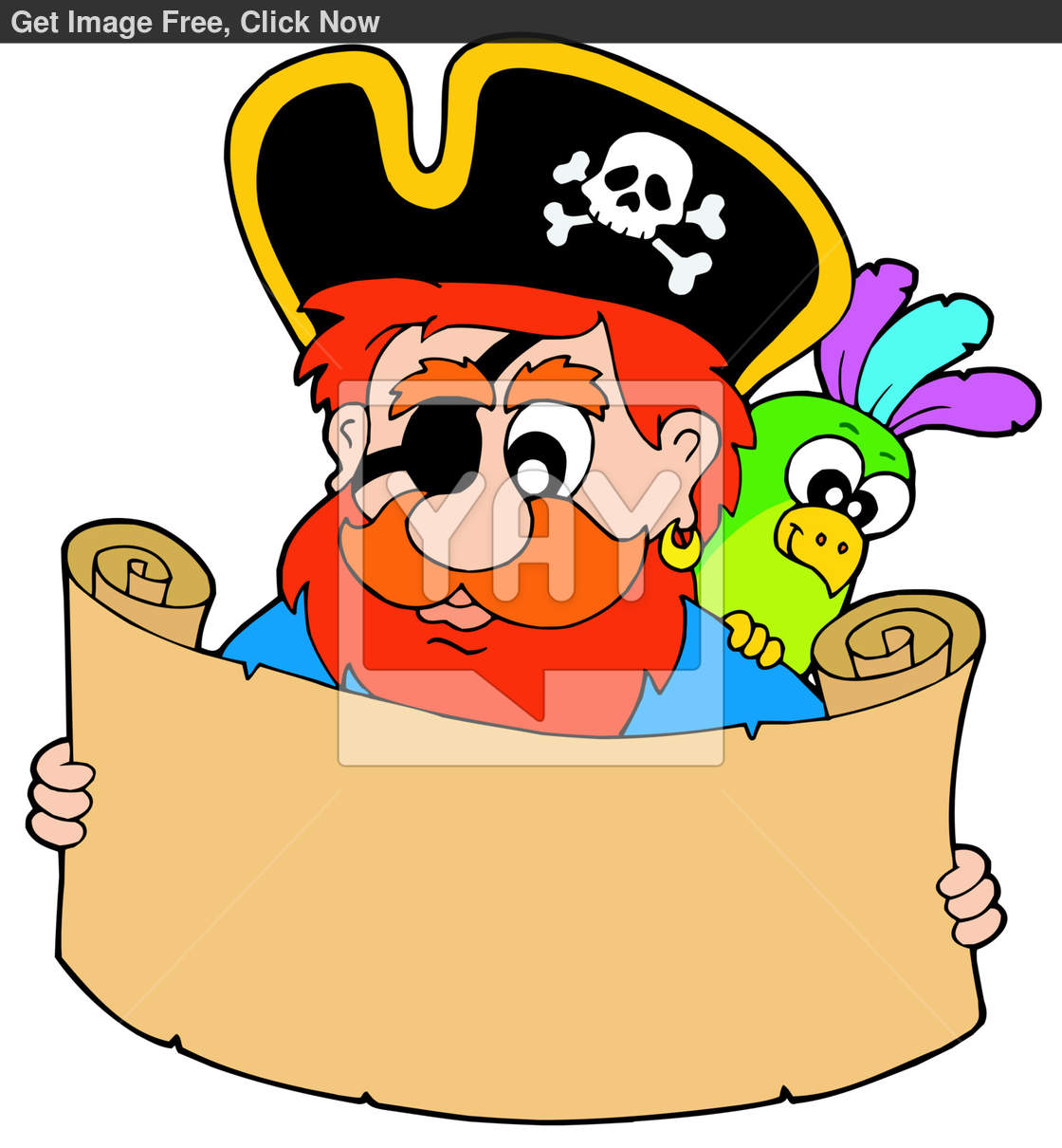 Vector Clipart Pirate Reading Treasure Map Vector Illustration By