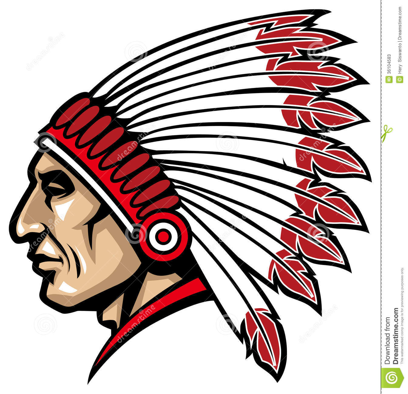 Vector Of Indian Chief Head Suitable As A Mascot Sticker Print T