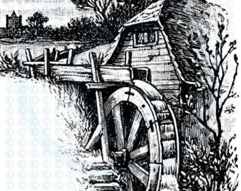 Water Mill Wheel Clipart Waterwheel Gristmill Mill Barn