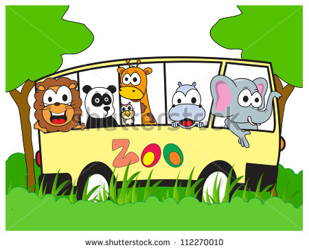     Animals In A Zoo Excursion Together Using Four Wheel Drive Vehicles