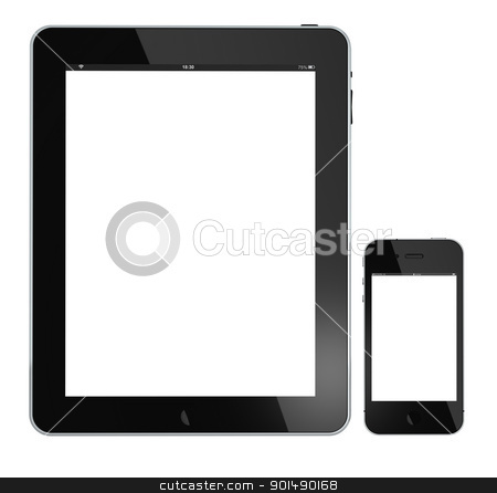 Apple Ipad And Iphone 4s Isolated On White Stock Vector
