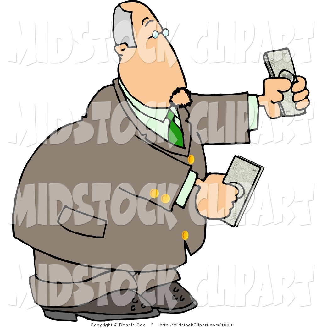 Banker Businessman Holding Cash Money In Both Hands By Dennis Cox 1008