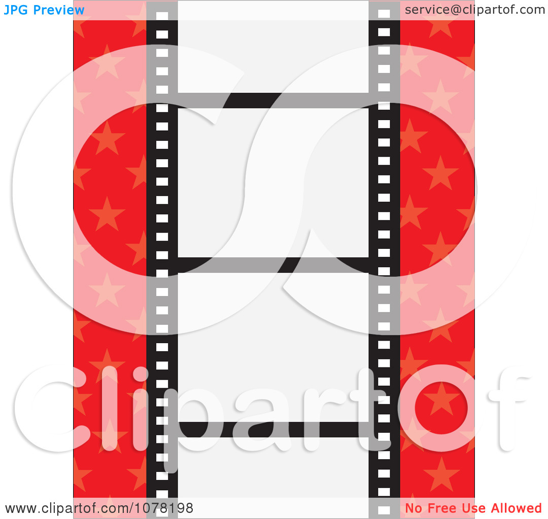 Clipart Film Strip With Blank Frames On A Red Starry Background    