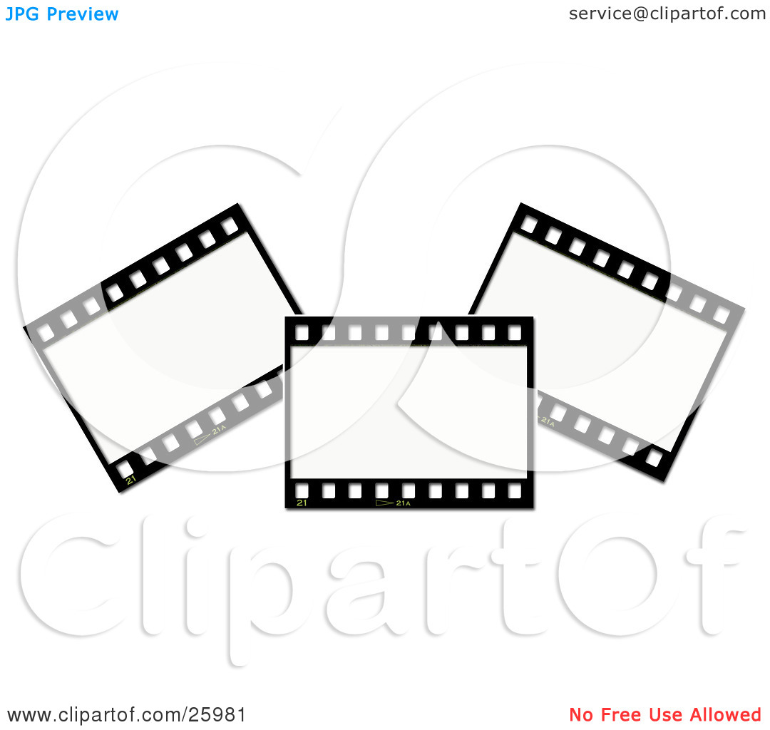 Clipart Illustration Of Three Film Strip Negatives Over White By Kj