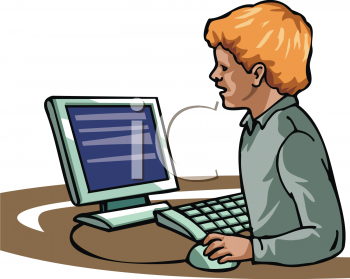 Clipart Picture Of A Boy Using A Computer