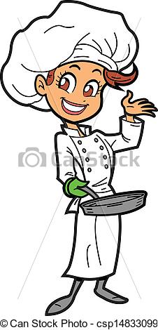 Eps Vectors Of Female Chef   Happy Smiling Female Chef Holding Frying