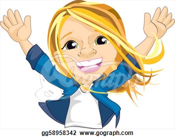 Excited Girl Waving Both Hands  Clipart Drawing Gg58958342   Gograph