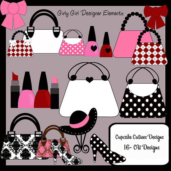 Girly Girl Elegant Clipart Commercial Use   Instant Download