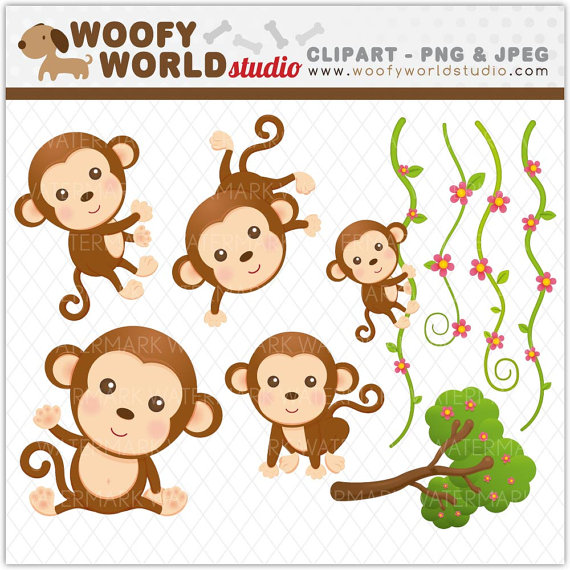 Items Similar To Cute Monkey Boy Clipart   Instant Download   Digital