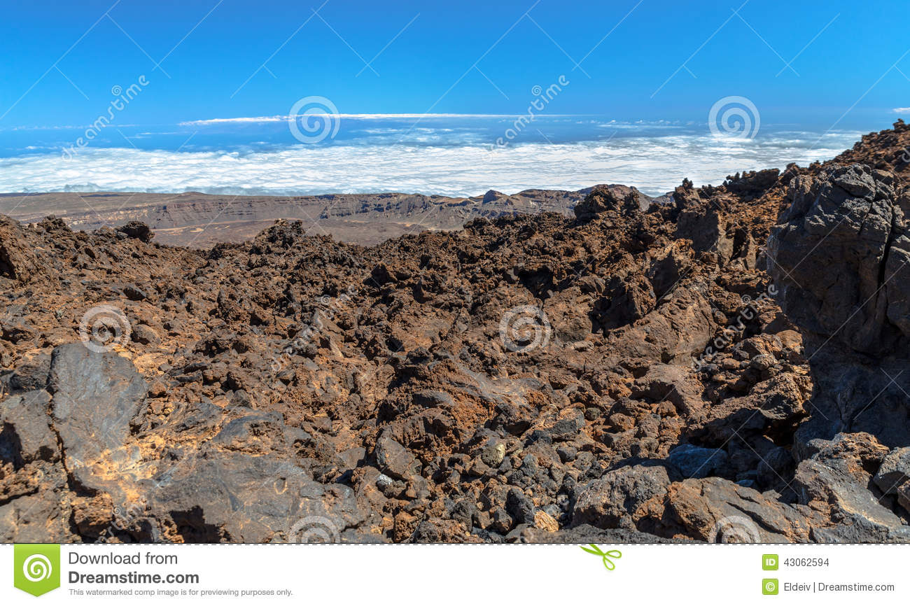 Lava Rocks At The Top Of The Teide Volcano In Tenerife