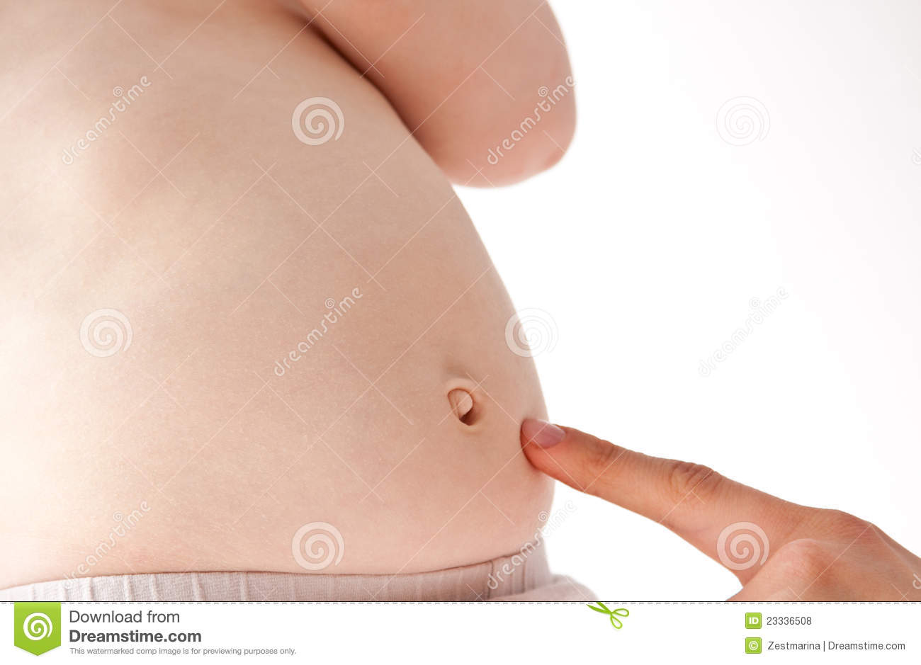 Mother Touching A Tummy Of A Baby  White Background