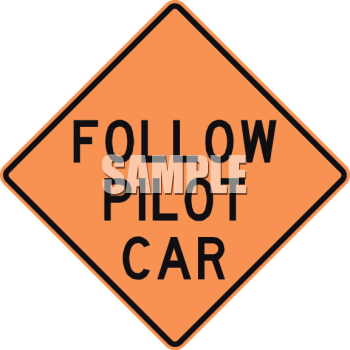 Orange Pilot Car Road Sign   Royalty Free Clipart Picture