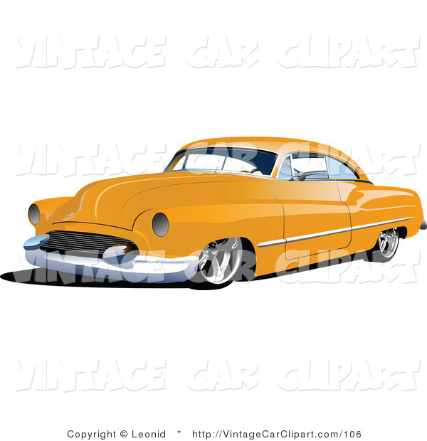 Royalty Free Clipart Of An Orange Vintage Car This Car