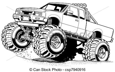 Stock Illustration Of 4x4 Truck 4   Black Line Illustration Csp7940916