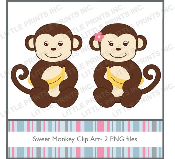 Sweet Girl And Boy Monkey Clip Art Graphics By Littleprintsclipart