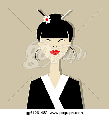 Vector Art   Asian Woman Portrait For Your Design  Clipart Drawing