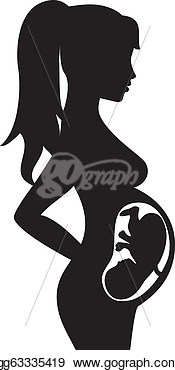 Vector Clipart   Silhouette Of Pregnant Woman With Baby Inside  Vector