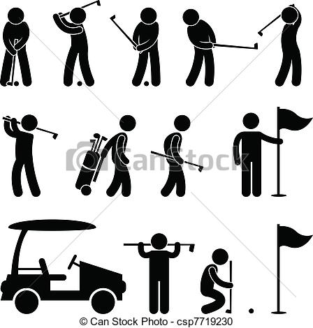 Vector   Golf Golfer Swing People Caddy   Stock Illustration Royalty