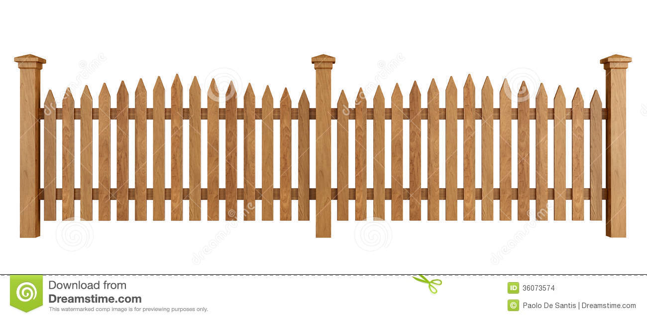 Wooden Fence Isolated On White Background   Rendering