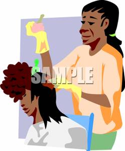 American Woman Having Her Hair Dyed   Royalty Free Clipart Picture