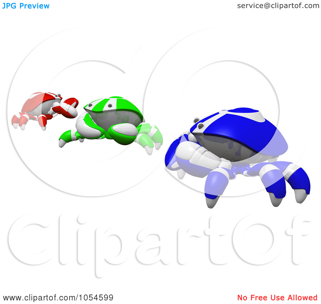 Art Illustration Of 3d Blue Green And Red Rgb Crabs By Leo Blanchette