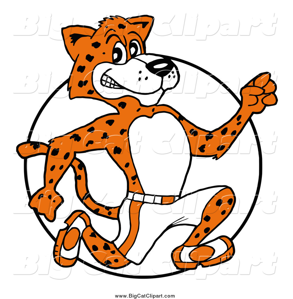 Big Cat Cartoon Vector Clipart Of A Athletic Cheetah Running Over A