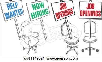 Clip Art Vector   Office Chair Help Wanted Job Hiring Icons  Stock Eps