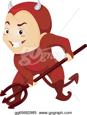 Clipart   Illustration Of A Little Kid Boy As A Red Devil With Horns