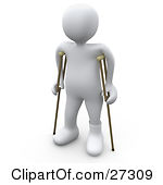 Clipart Illustration Of A White Person With A Cast On His Broken Foot