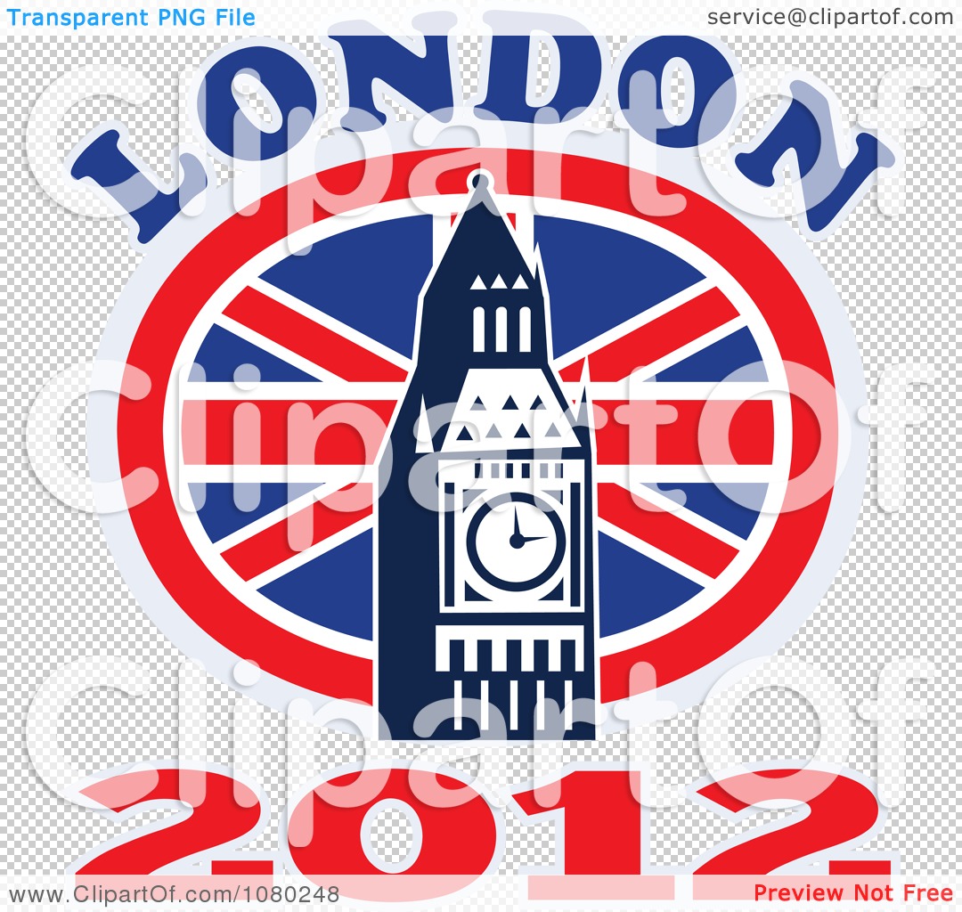 Clipart London 2012 New Year Big Ben And Uk Circle Flag   Royalty Free    