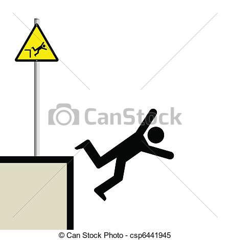 Clipart Vector Of Man Falling   Warning Hazard Sign And Signage Man