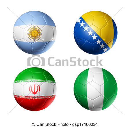 Group F Flags On Soccer Balls   3d    Csp17180034   Search Clipart
