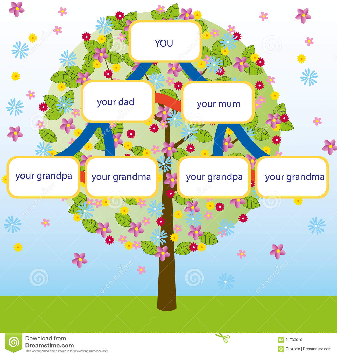 Illustration Of A Family Tree  Genealogic Scheme With A Spring Tree