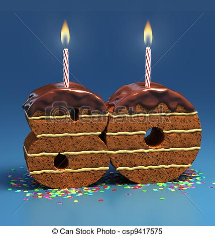 Illustrations Of Number 80 Shaped Birthday Cake   Chocolate Birthday