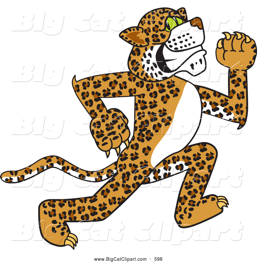 Jaguar Or Leopard Character School Mascot Running By Toons4biz