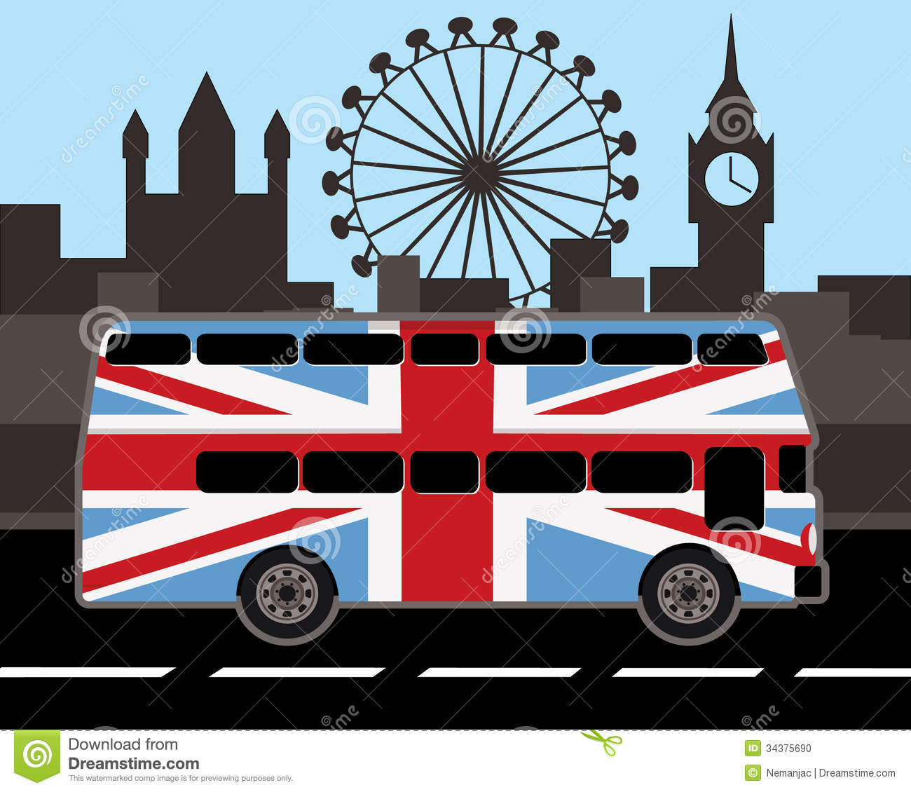 London Flag Color Sights Clipart