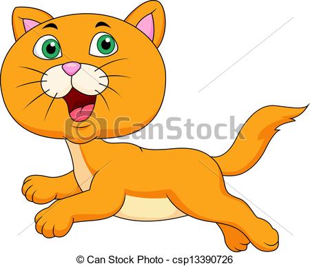 Of Cute Cat Cartoon Running   Vectror Illustration Of Cute Cat