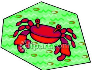 Red Crab On Green Grass   Royalty Free Clipart Picture
