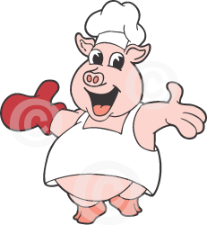 Royalty Free Cartoon Pig Chef Clip Art Character