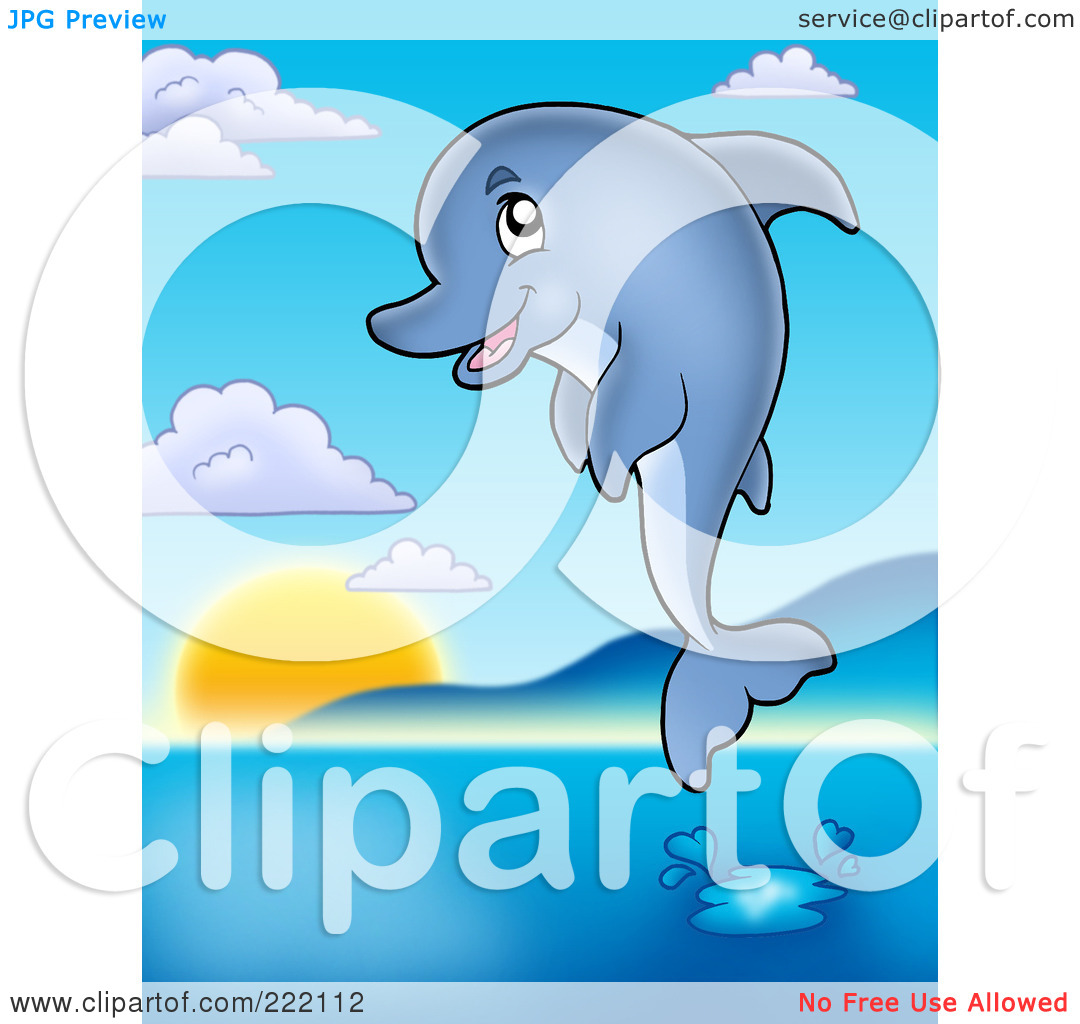 Royalty Free  Rf  Clipart Illustration Of A Cute Dolphin Jumping Above